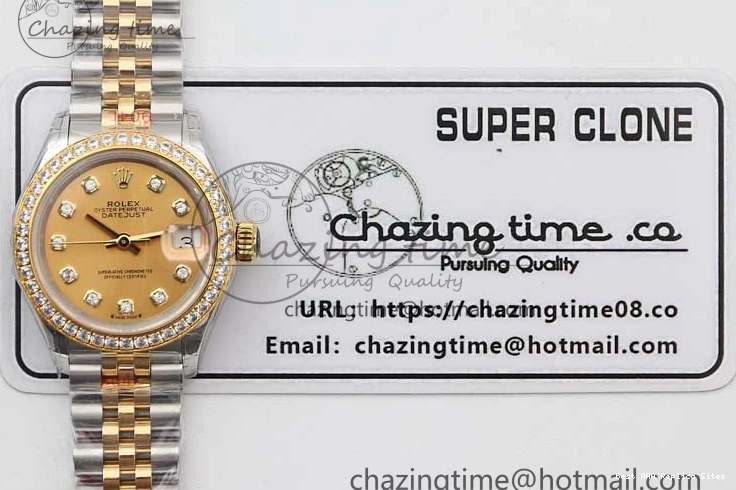 Good Copy Rolex Watches Diamonds Best Jubilee on Diamond Gold Durable Lady 1:1 TWF Bezel Markers NH DateJust SS Dial Edition 28 Bracelet 2133 YG 0102